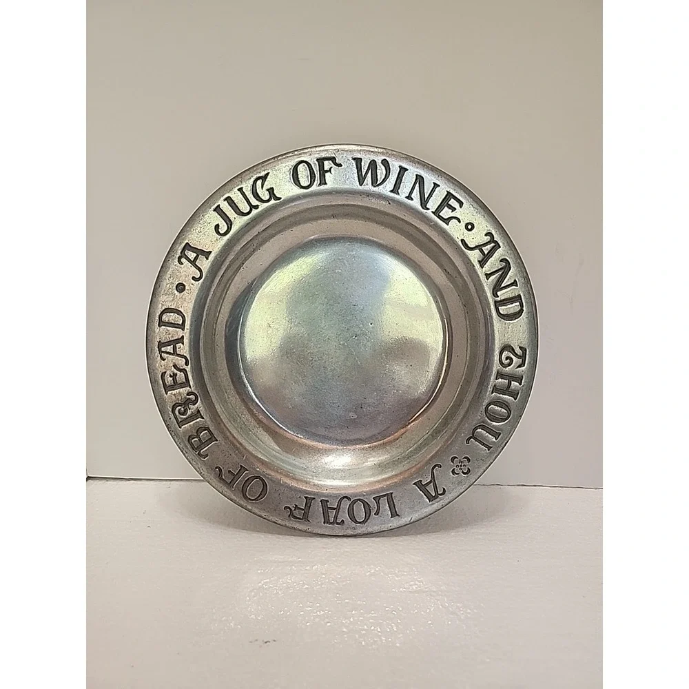 CC Cantrell Pewter Plate A Loaf of Bread A Jug of Wine and Thou 9